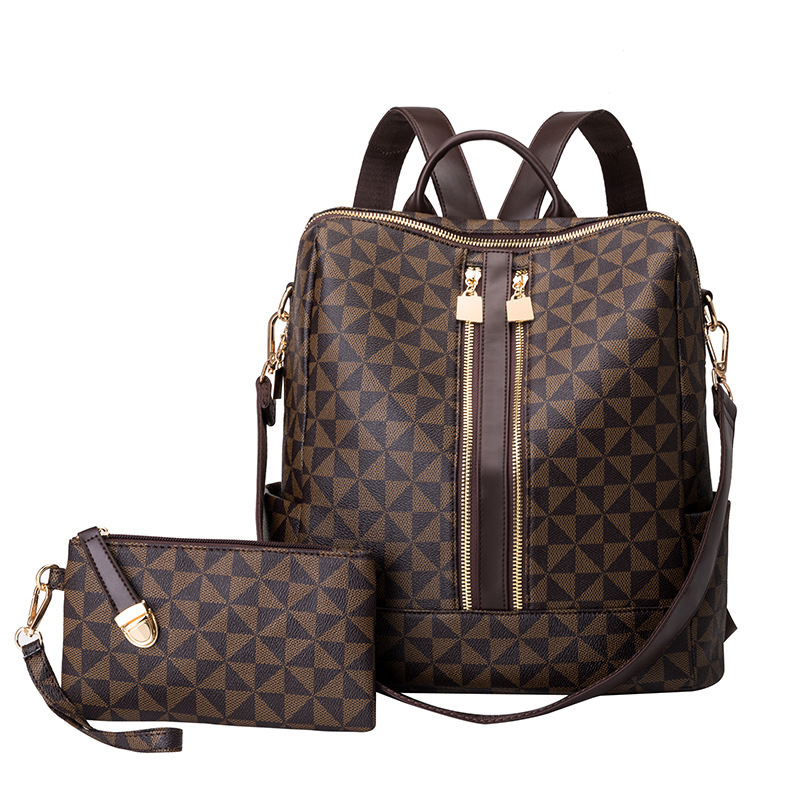 Genuine Leather Backpack - Ensemble sac à dos et sac