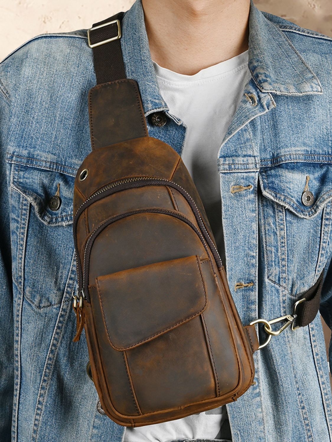 Sac de Poitrine Multifonctionn - Genuine Leather Backpack avis et prix